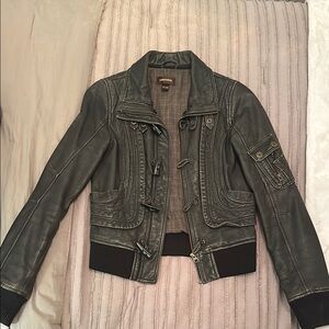 Danier Black Leather Bomber Jacket
